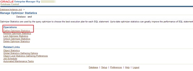 Gather Optimizer Statistics in Oracle11g
